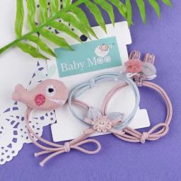 Baby Moo Kids Pink & Blue Embroidered Rubber Band-image-81