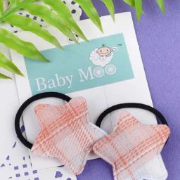 Baby Moo Kids Peach & White Chequered Rubber Band-picture-17