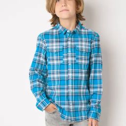 Jack & Jones Junior Blue & White Checks Shirt-image-114