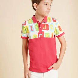 Jack & Jones Junior Boys Pink Typographic Regular Fit T-Shirt-image-1