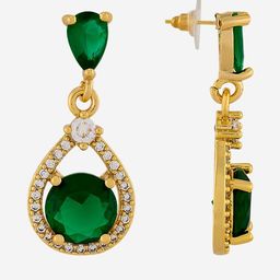 Kushal's Fashion Jewellery Gold-Plated Contemporary Zircon Studded Drop Earrings-picture-36