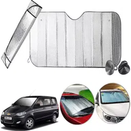 Auto Pearl F95 Dashboard Sun Shade Cover with Suction Cup for Chevrolet Enjoy (Silver)-picture-28