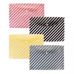 POLEN Fullscape Folder File 18 Microns Poly Plastic Button Bag Cross Stripe Pattern Design Multicolor (Pack of 24) image 2