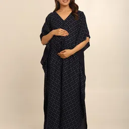 CRAFTBAZAR Floral Print Maternity Kaftan Maxi Dress-picture-29