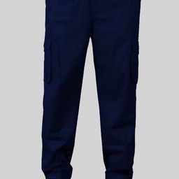 REOUTLOOK Men High-Rise Plain Cotton Cargos Trousers-image-39