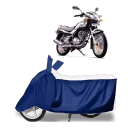 Auto Pearl Two Wheeler Cover for TVS Fiero F2 - White, Blue-image-1