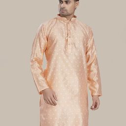 DIVISIVE Men Geometric Mandarin Collar Kurta With Thread Work-image-80