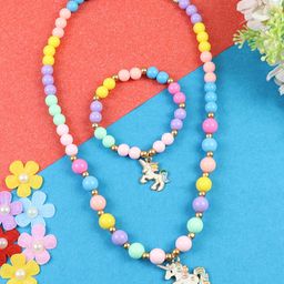 Asthetika Kids Girls Flying Unicorn Charm Beaded Jewellery Set-97