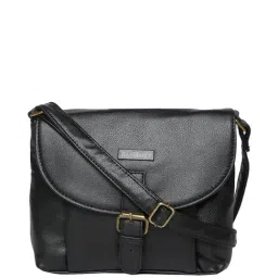 Bad Habit Black Textured Medium Sling Handbag-image-3