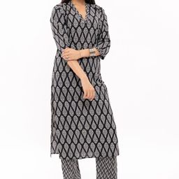EKISHA Women Floral Printed Regular Pure Cotton Kurti with Trousers-image-53
