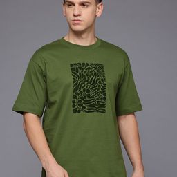 Allen Solly Printed Drop-Shoulder Sleeves Pure Cotton T-shirt-image-62
