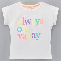 Vitamins Half Sleeeves Top Text Print - Off White-picture-20