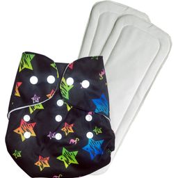 FANTASY INDIA Washable Baby Diaper Premium Cloth Diaper Reusable Adjustable Size  Waterproof Pocket Cloth Diaper Nappie 1 Diaper and 2 Insert Pad - Blue-73