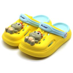 Svaar 3D Dinosaur Kitty Theme Patch Applique Detailed Sling Back Clogs - Yellow-image-1