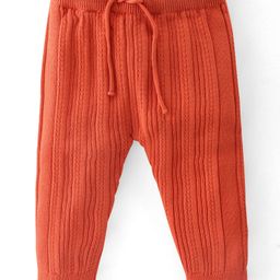 Babyhug Knit Full Length Winter Wear Lounge Pant  -Rust-image-33