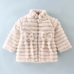 Little Kangaroos Woven Full Sleeves Quilted Winter Jacket Solid Colour - Cream-picture-39