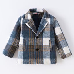 Kookie Kids Full Sleeves Front Open Checks Jacket with Pockets - Multicolour-image-45