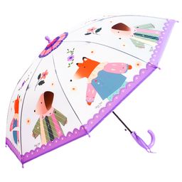 Little Surprise Box Ms.Foxy Transparent Print Transparent Umbrella - Purple-19