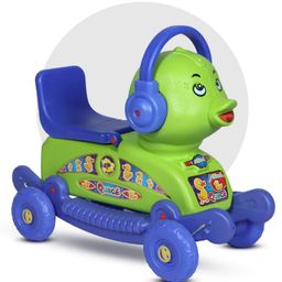 Toy Plus Quack Duck Baby Push Ride On and Rocker - Green Blue-6