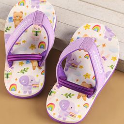 Cute Walk by Babyhug Flip Flops with Back Strap Closure & Elephant Print - Lilac-image-11