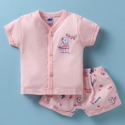 Simply Sinker KnitHalf Sleeves Shorts Night Suit with Animal Print - Pink-image-87