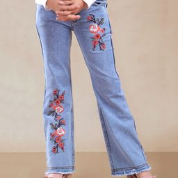 Nino Togs Floral Embroidered Jeans - Medium Blue-image-78