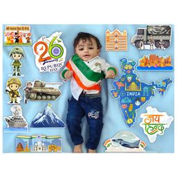 TodFod 20+ Pcs Republic Day Theme Photo Booth Cards/Props for Kids, New Born, 26 January Props for Photoshoot Celebrations Decorations Republic Day Cardstock-image-49
