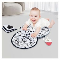 Fabrify Tummy Time Pillow with Crinkle Mat & Teethers, Black and White High Contrast Baby Toys, Montessori Sensory Crawling Toy for Infant Newborn Toddler Tummy Time (Blank And White)-6