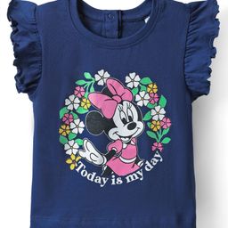 Kookie Kids India Disney Single Jersey Knit Frill Sleeves T-Shirt with Minnie Mouse Graphics - Navy Blue-image-63