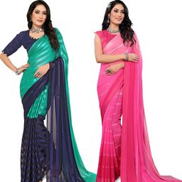 Moda Rapido Pack of 2 Striped Satin Saree-picture-29