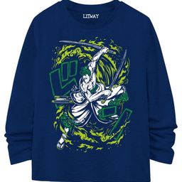 LITWAY Boys Printed Raw Edge T-shirt-image-62