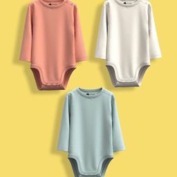 Orange Sugar Infants Pack Of 3 Cotton Bodysuits-image-83