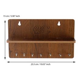 eCraftIndia Multiutility 7 Hooks Wooden Keyholder with Shelf image 3