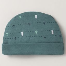 Simply Interlock Knit Cap Mitten & Booties Set with Nautical Theme Print Dark Green - Diameter 10.5 cm image 3