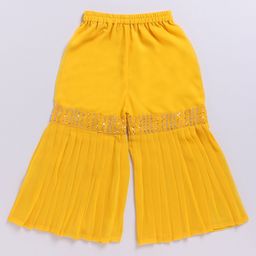 JBN Creation Georgette Three Fourth Sleeves Threadwork Embroidered Sequins & Lace Embellished Kurta Sharara With Dupatta Set - Yellow image 4