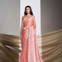 TANNAH Sequinned Silk Blend Solid Saree With Blouse Piece-13
