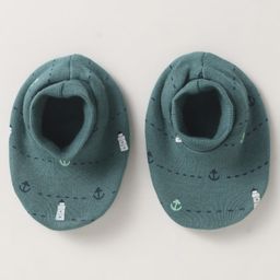 Simply Interlock Knit Cap Mitten & Booties Set with Nautical Theme Print Dark Green - Diameter 10.5 cm image 4