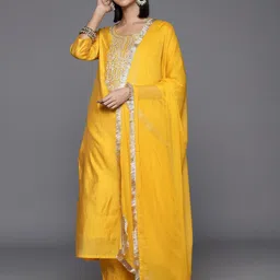 KSUT Mustard Chanderi Silk Kurta Sets-picture-51