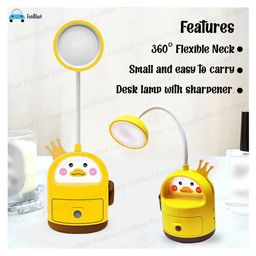 FunBlast Cute Cartoon Design 2 in 1 Table Lamp with Sharpener - Yellow image 5