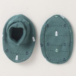 Simply Interlock Knit Cap Mitten & Booties Set with Nautical Theme Print Dark Green - Diameter 10.5 cm image 5