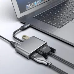 RuhZa USB Type C Adapter with HUB, PD, HDTV, VGA, HDMI and Dual Screen USB Hub image 3