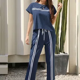 StyleCast Striped Short Sleeves Round Neck T-Shirt With Trousers Co-Ords-picture-17