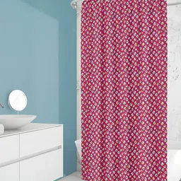 ArtzFolio Pink & White Printed Waterproof Shower Curtain-9