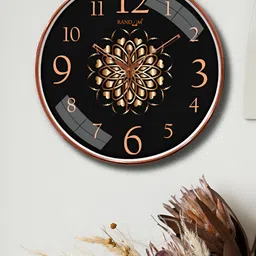 RANDOM Black & Brown Printed Traditional Wall Clock-43