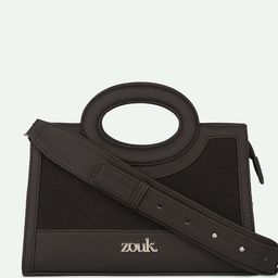 ZOUK Zoe Jet Textured Structured Jute Sling Bag-50