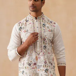 Jompers Men Woven Design Festive Silk Straight Kurta-image-41