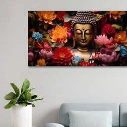 nestroots Gold-Toned & Orange 1 Piece Canvas Other Wall Paintings-picture-14