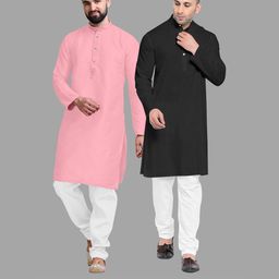VS MALL Black Cotton Blend Kurta Sets-image-79