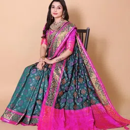 AKSH FASHION Blue Silk Blend Sarees-picture-27