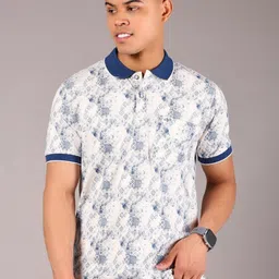 V-Mart Men Floral Printed Polo Collar Pockets T-shirt-picture-35